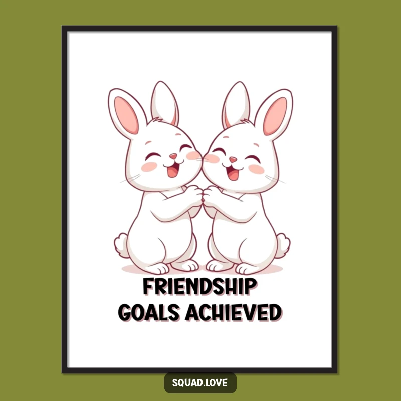 Funny Giggle Bunnies Friendship Poster: Adorable Wall Art