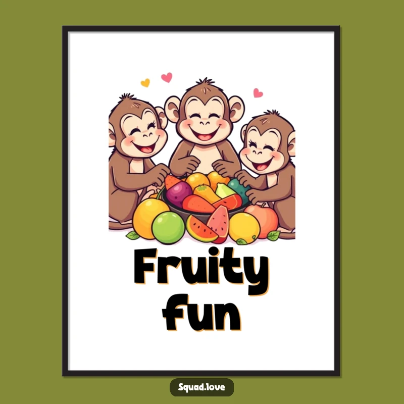 Funny Monkey Feast Poster: Joyful Animal Art, Hilarious Wall Decor