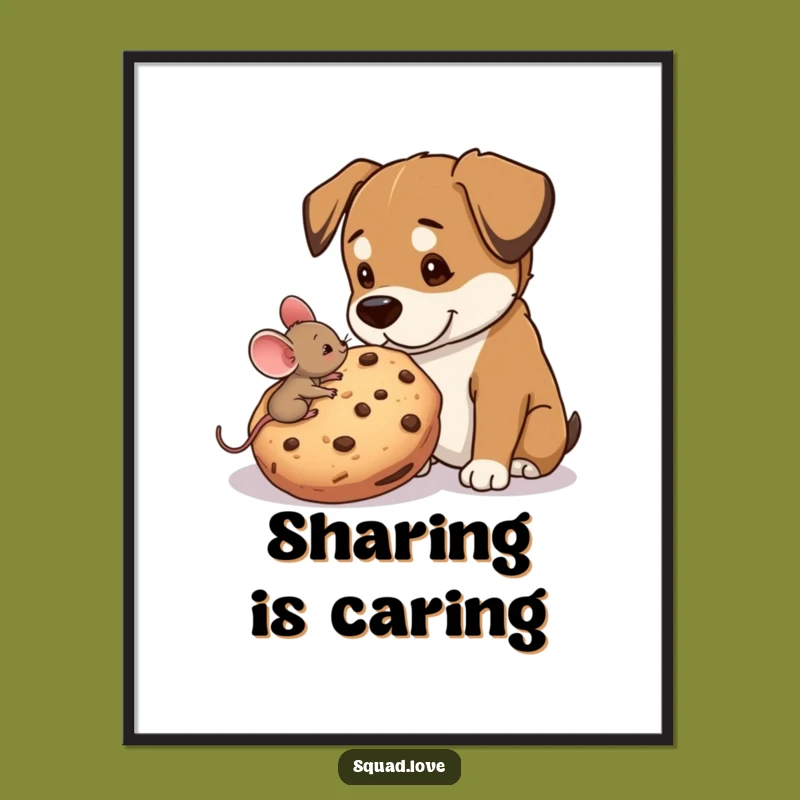 Funny Mouse & Dog Cookie Poster - Whimsical Art for Sweet Spaces