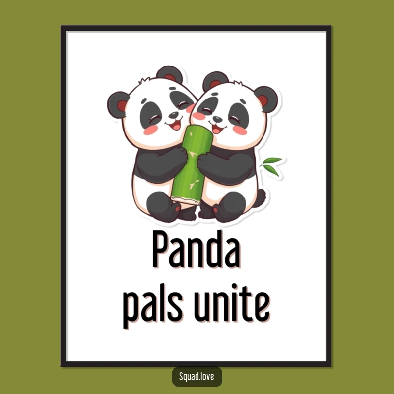 Funny Panda Hug Poster: Joyful Bamboo Art, Hilarious Wall Decor
