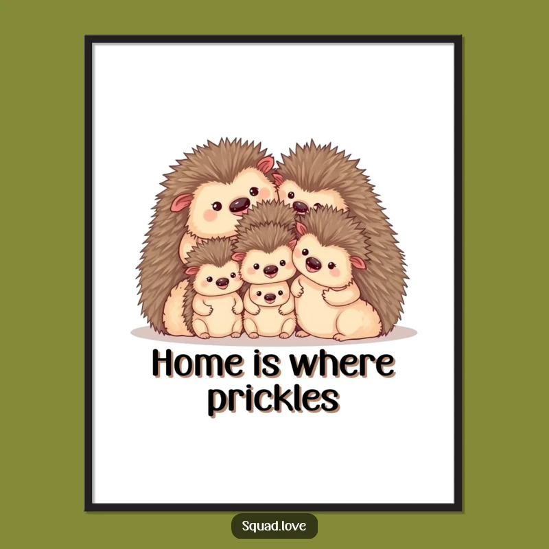 Funny Cozy Hedgehog Family Poster - Charming Wall Art Gift for Homes