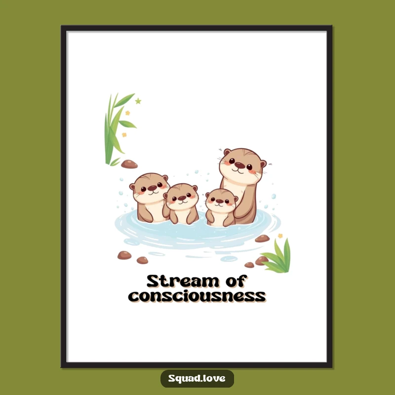 Funny Kawaii Otter Family Poster: Bring Home Aquatic Joy!