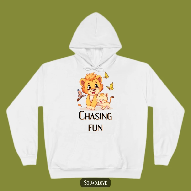 Cozy Funny Lion Cub & Kitten Hoodie - Warmth and Whimsy Guaranteed