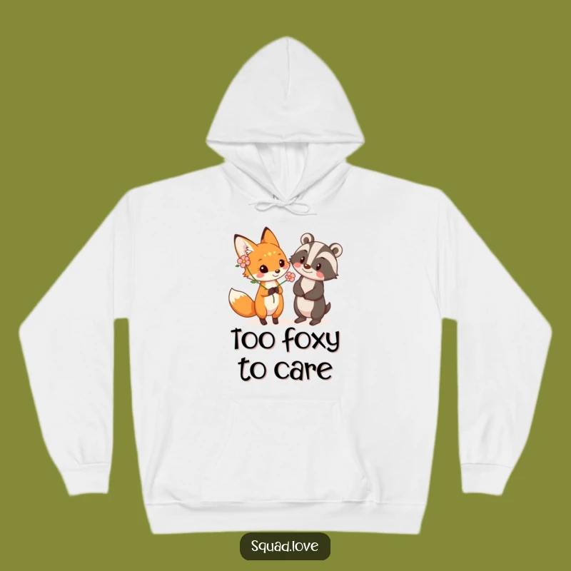 Funny Cozy Fox & Badger Flower Hoodie - Warm Woodland Friendship Wear