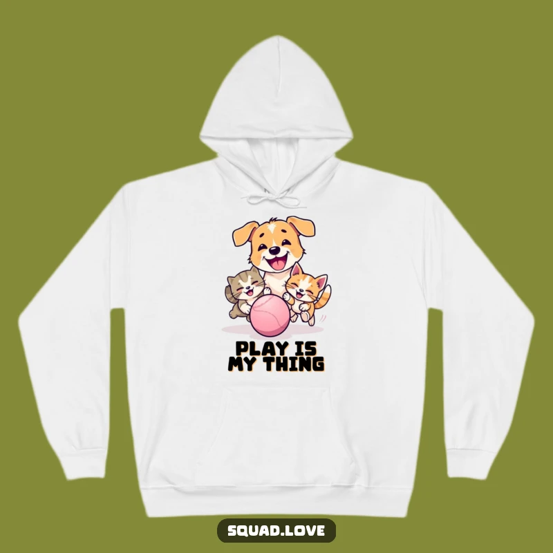 Funny Pet Chase Hoodie: Cozy Up with Dog and Cat Playtime