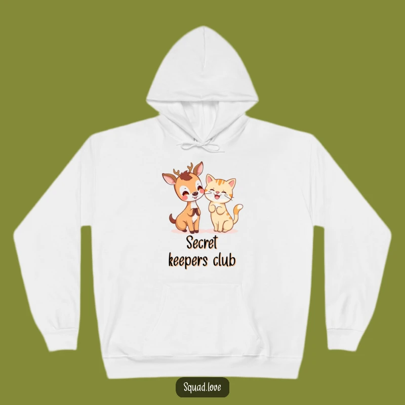 Kawaii Deer & Cat Hoodie - Cozy Comfort with Cute Secrets