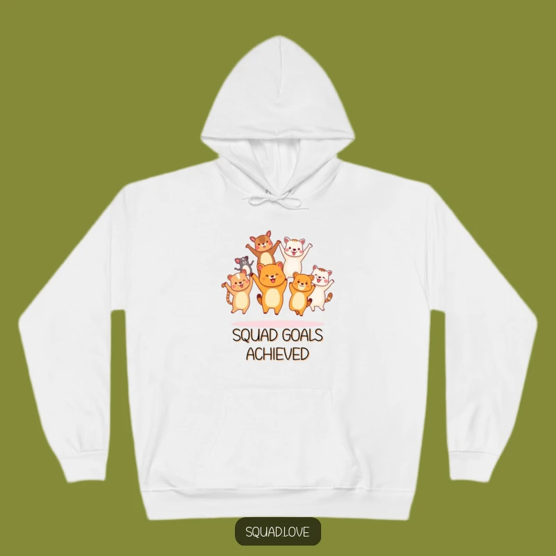 Cozy Funny Animal Friends Jumping Hoodie - Warm & Inclusive Gift