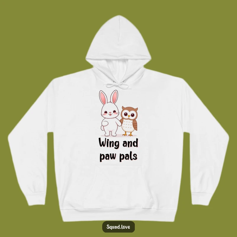 Cozy Funny Kawaii Bunny & Owl Hoodie - Warm Friendship Gift