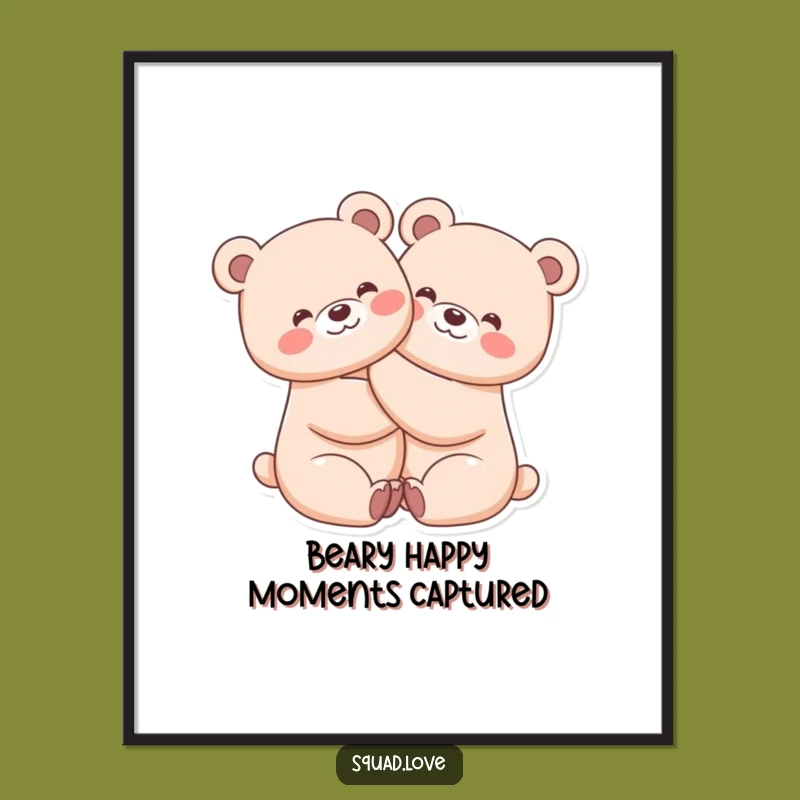 Free Printable Bear Hug Wall Art: Cute Kawaii Hugging Decor