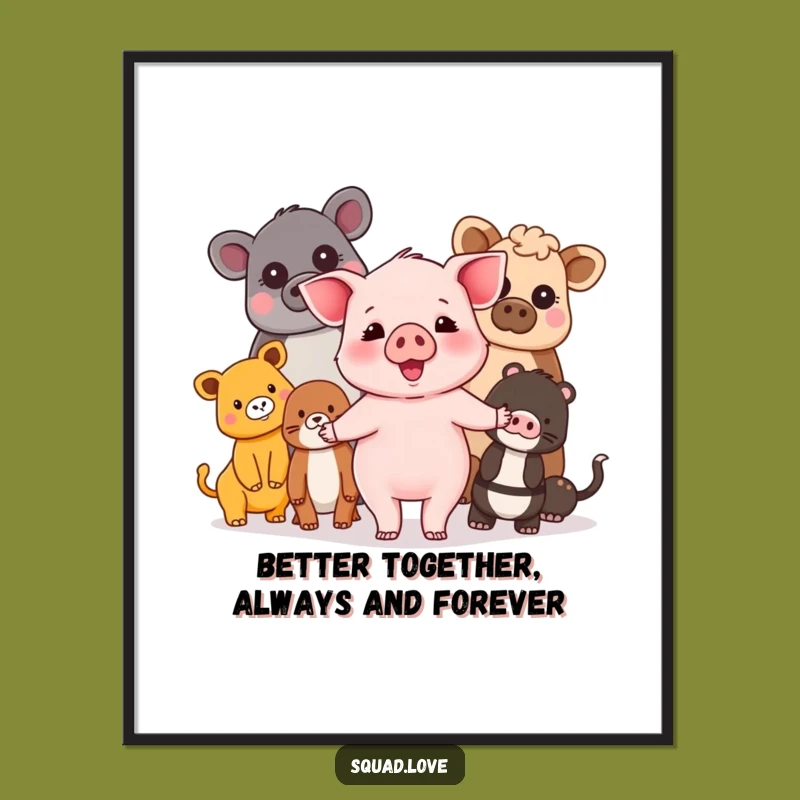 Free Printable Piglet Friends Wall Art - Inclusivity Downloadable Decor Gift