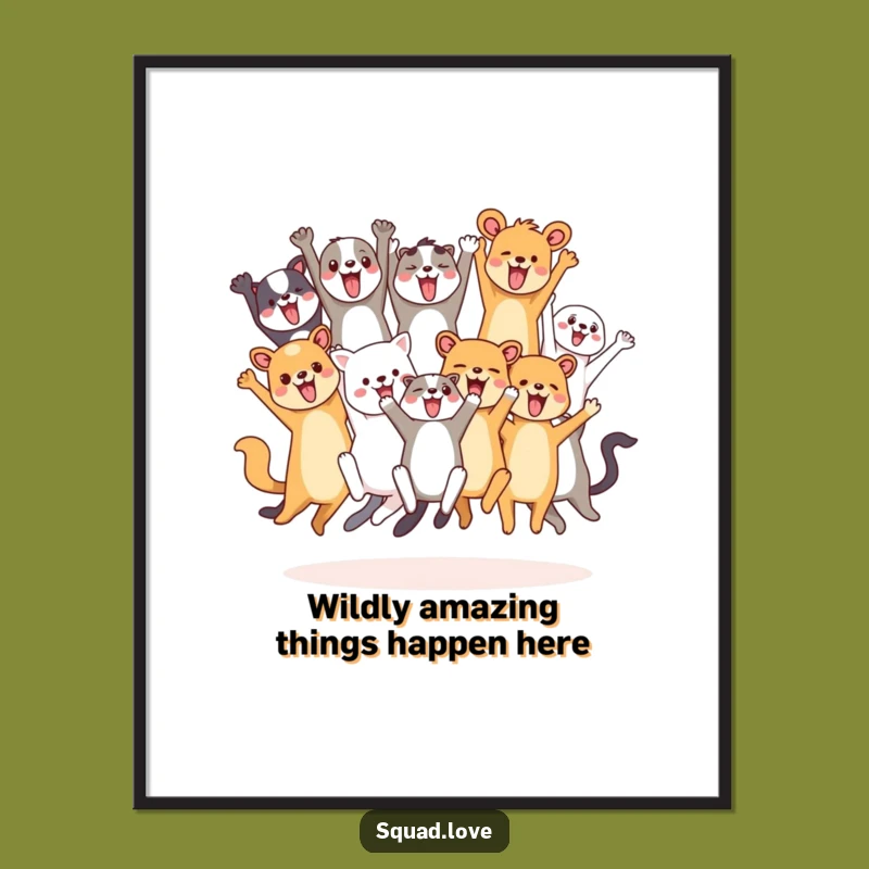 Free Printable Wall Art: Cheering Animal Friends - Energetic Downloadable Decor