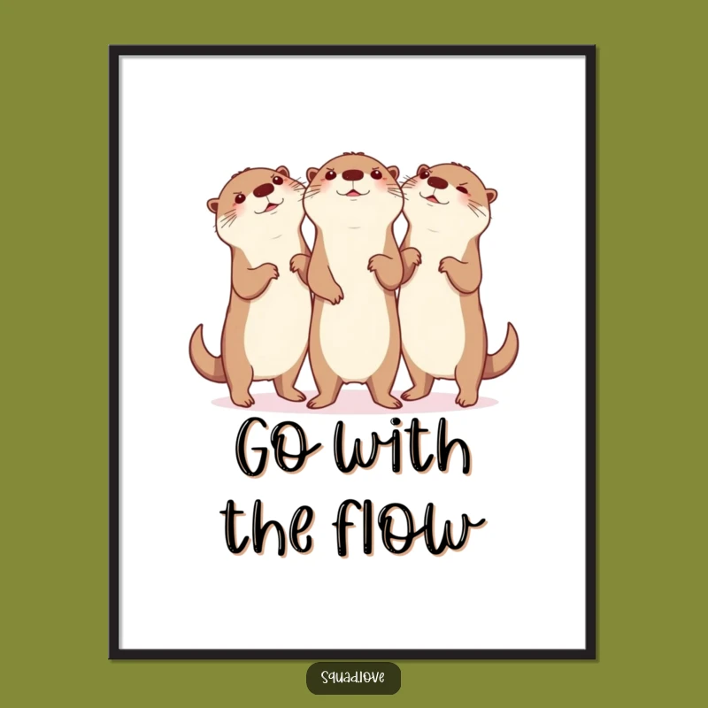 Free Printable Wall Art: Otters Dancing Glee, Synchronized Fun Downloadable Art