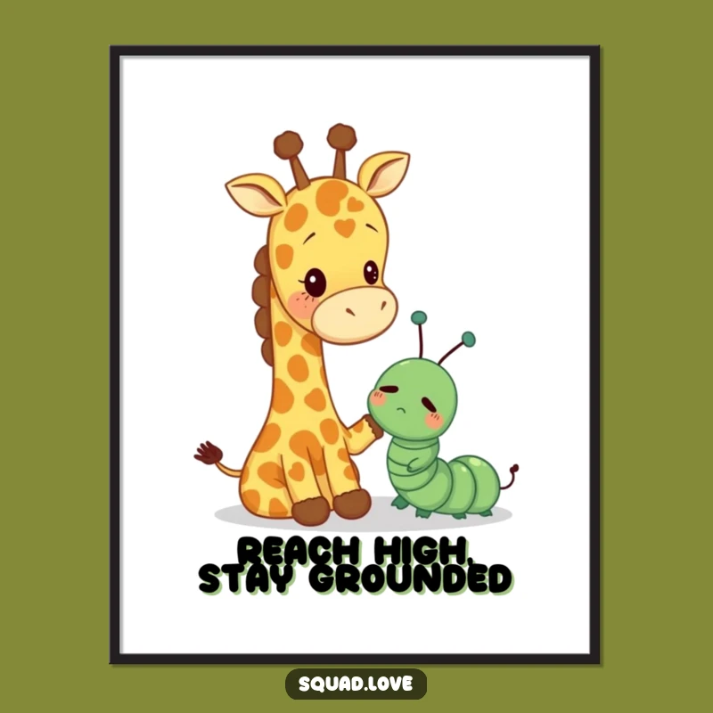 Funny Free Printable Wall Art: Giraffe Caterpillar Comfort, Cute Downloadable Decor