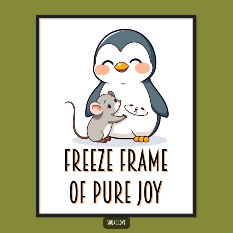 Funny Free Printable Wall Art: Penguin Hugs Mouse, Adorable Downloadable Art!