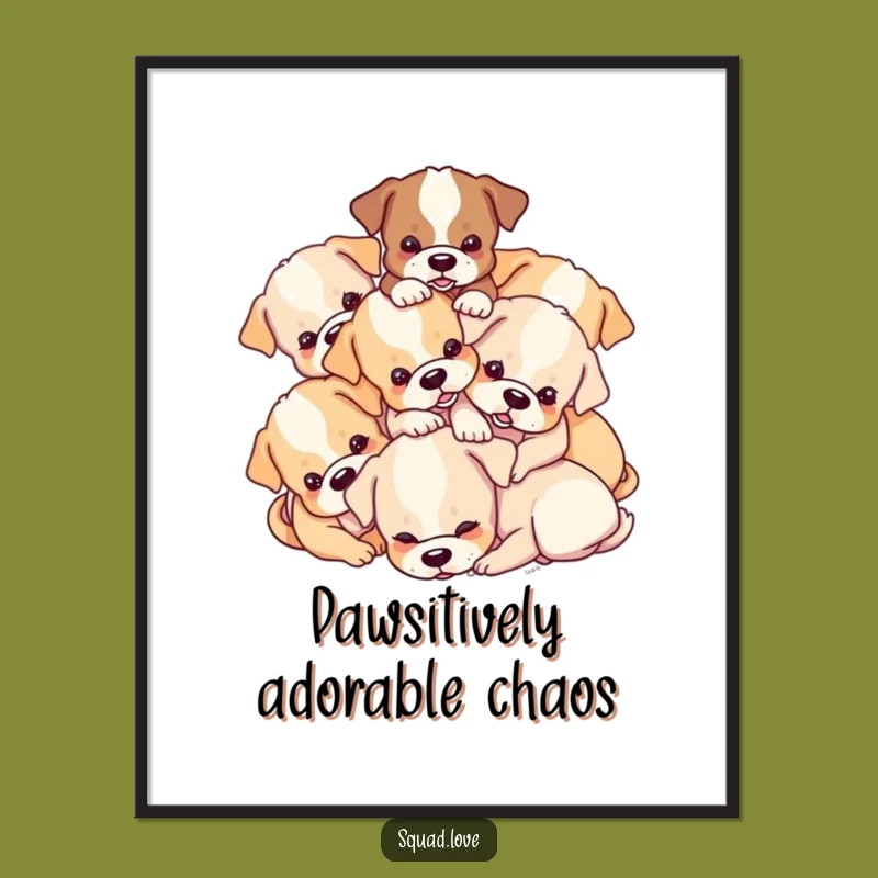 Funny Free Printable Wall Art: Puppy Pile Tumble Downloadable Decor, Hilarious Gift