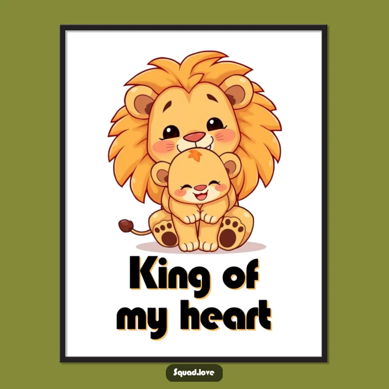Free Printable Wall Art: Proud Lion Family Hugging, Roaring Good Decor Downloadable Art