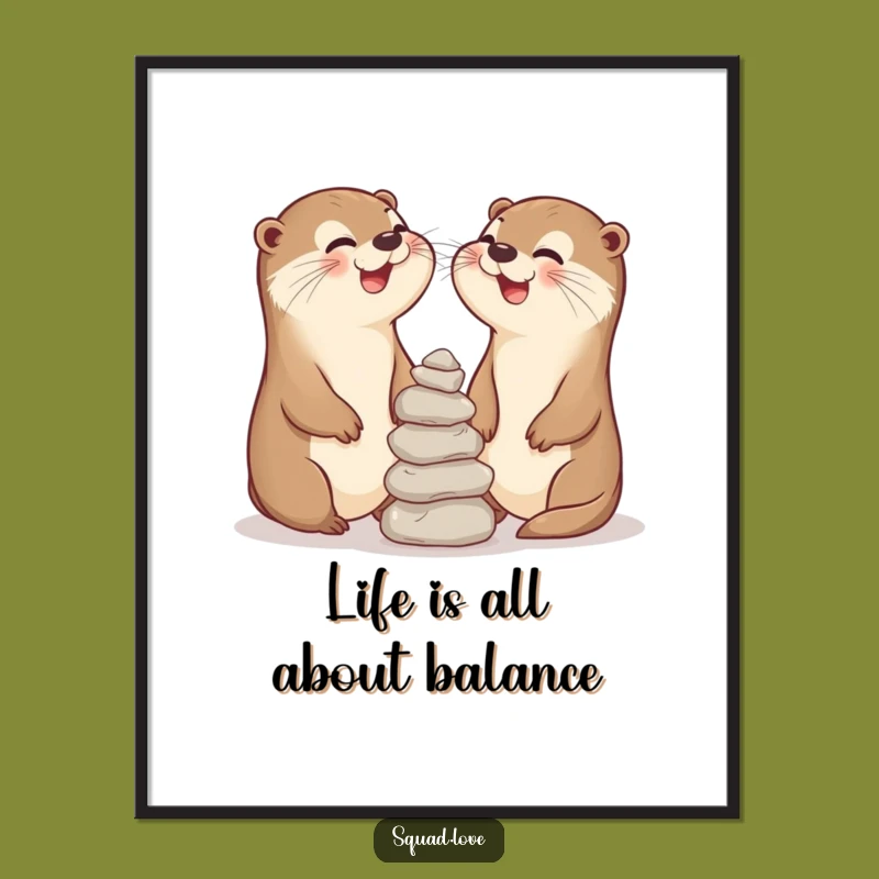 Funny Free Printable Otter Wall Art: Laughing Pals Stones Downloadable Decor
