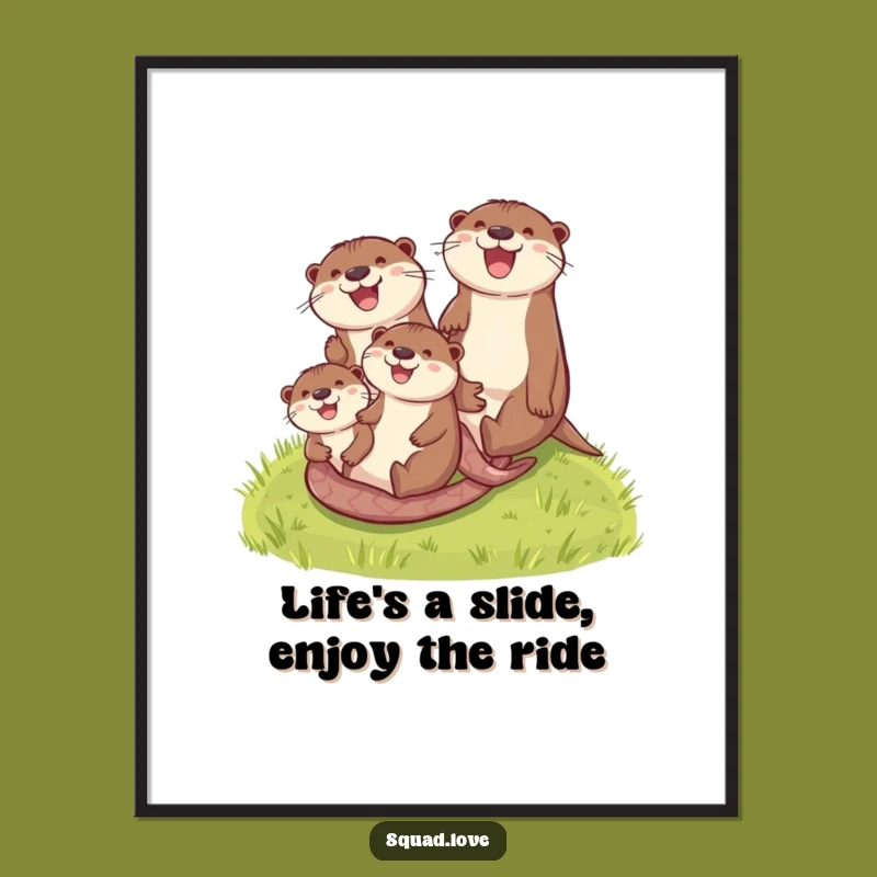 Free Printable Wall Art: Hilarious Otter Family Slide - Whimsical Downloadable Decor!