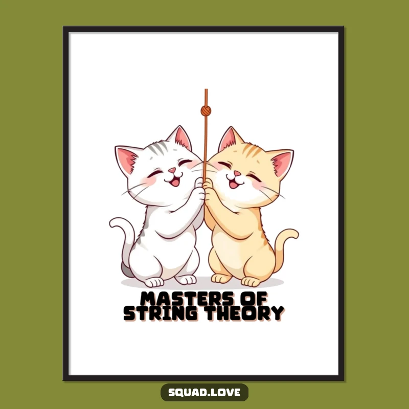 Free Printable Cat String Play Wall Art - Funny Feline Duo Downloadable Art