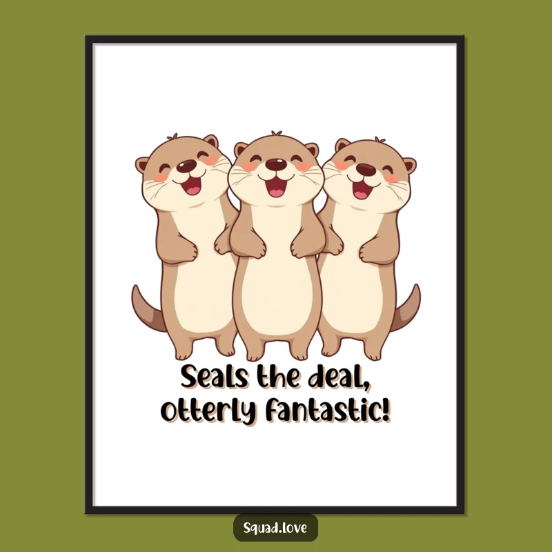 Free Printable Otter Wall Art: Hilarious Cheerful Otters Linking Arms, Joyful Downloadable Decor
