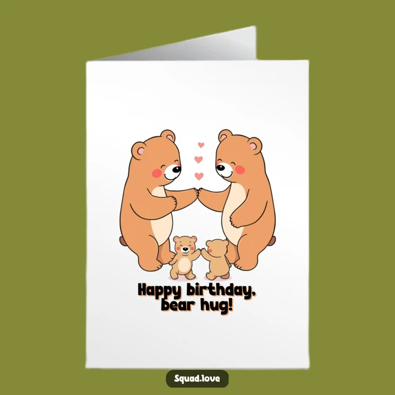 Free Printable Bear Family Birthday Card - Dancing Bears Downloadable Gift