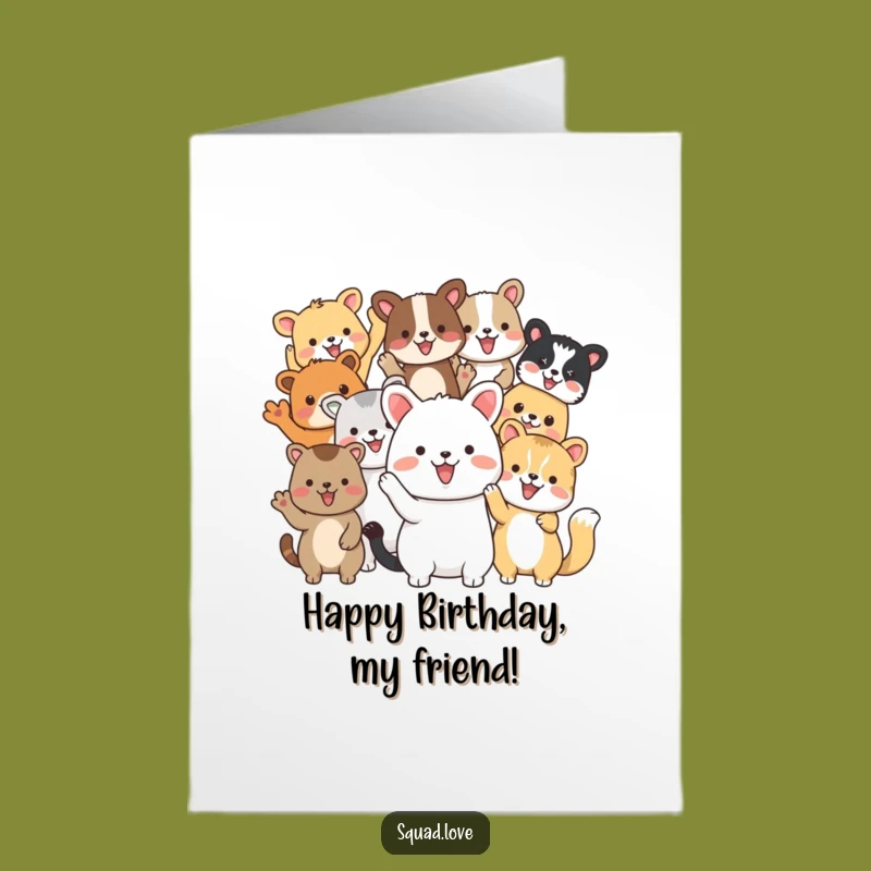 Free Printable Birthday Card: Happy Animal Friends Wave Downloadable Gift