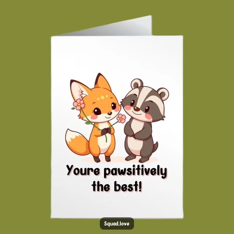 Free Printable Fox & Badger Birthday Card - Funny Downloadable Gift for Nature Lovers