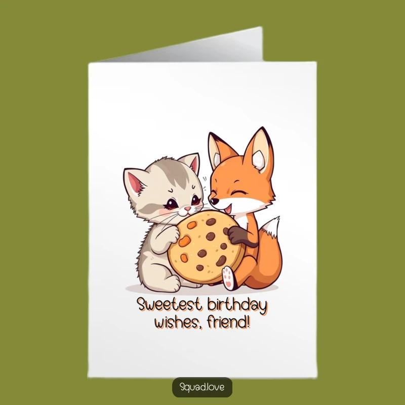 Free Printable Kitten & Fox Cookie Birthday Card - Funny Downloadable Gift