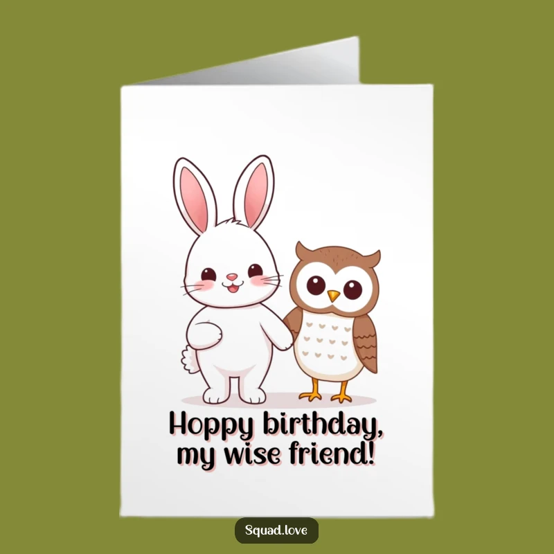 Funny Free Printable Bunny Owl Card: Cute Birthday Surprise for Pals