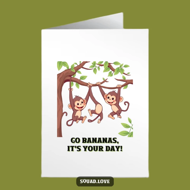 Free Printable Birthday Card: Playful Monkeys - Funny Downloadable Gift for Jungle Lovers!