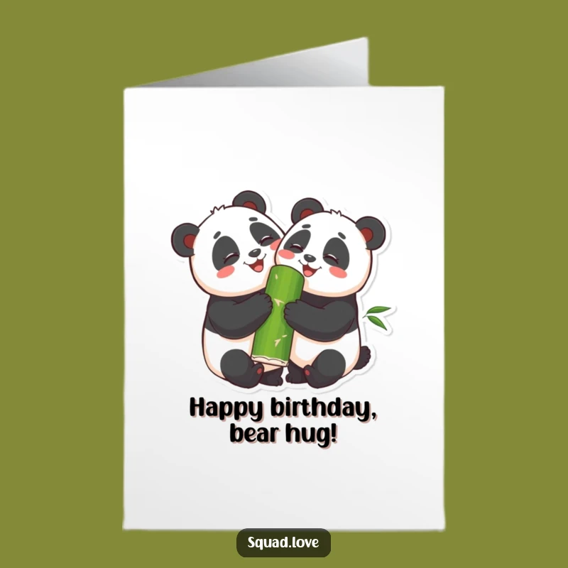 Free Printable Panda Birthday Card - Hugging Pandas Downloadable Gift