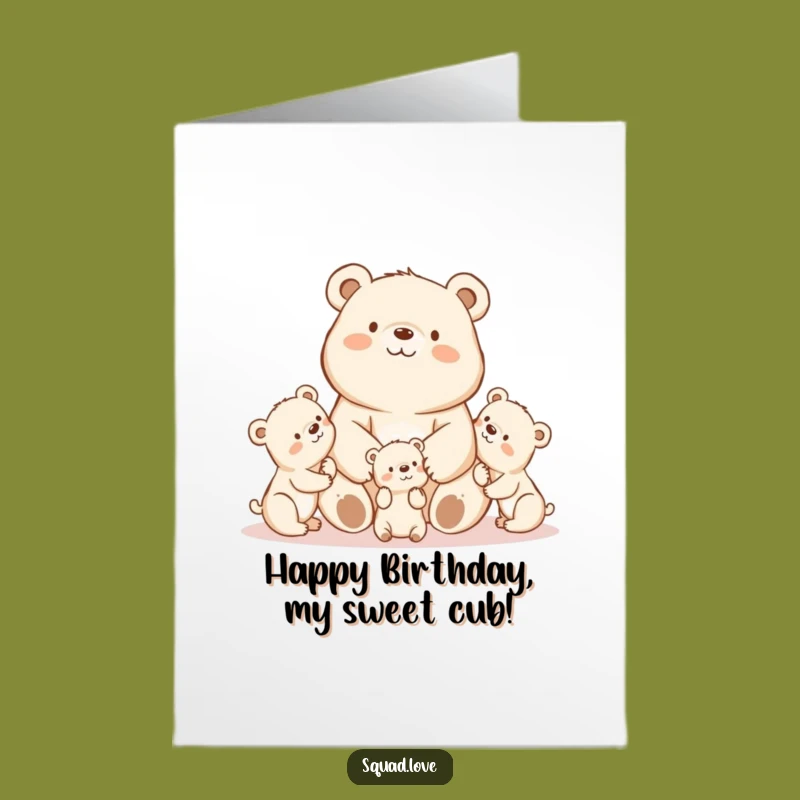 Free Printable Birthday Card: Sweet Mama Bear & Cubs, Loving Download