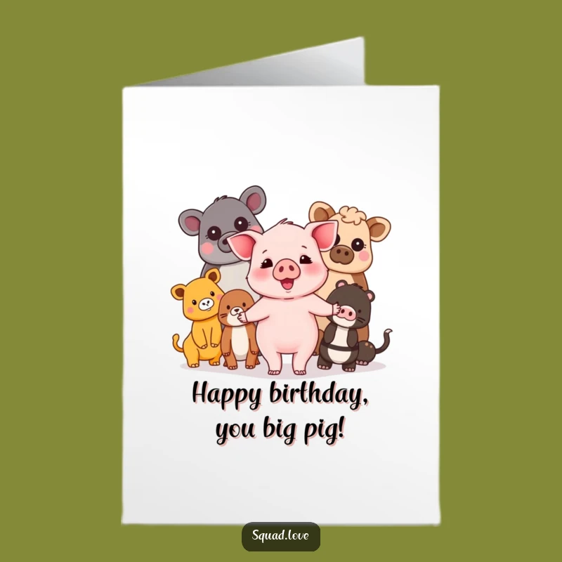 Free Printable Piglet Friends Birthday Card - Joyful Downloadable Gift
