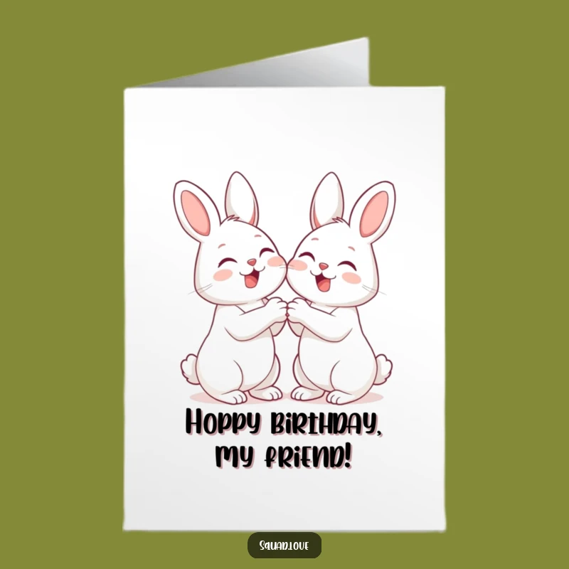 Free Printable Funny Birthday Card: Giggling Bunnies - Sweet Friendship Downloadable Gift