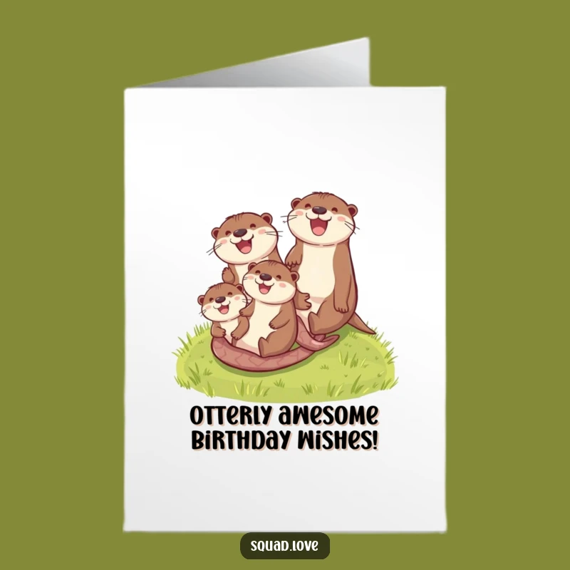 Free Printable Birthday Card: Funny Otter Family Sliding - Hilarious Downloadable Fun!