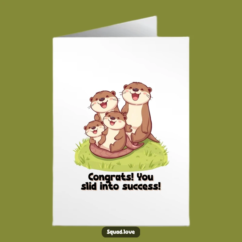 Free Printable Congrats Card: Otter Family Slide - Celebrate with Laughs!