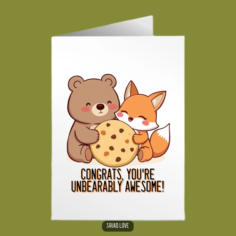 Free Printable Bear Fox Cookie Congrats Card - Hilarious Downloadable Cheer!