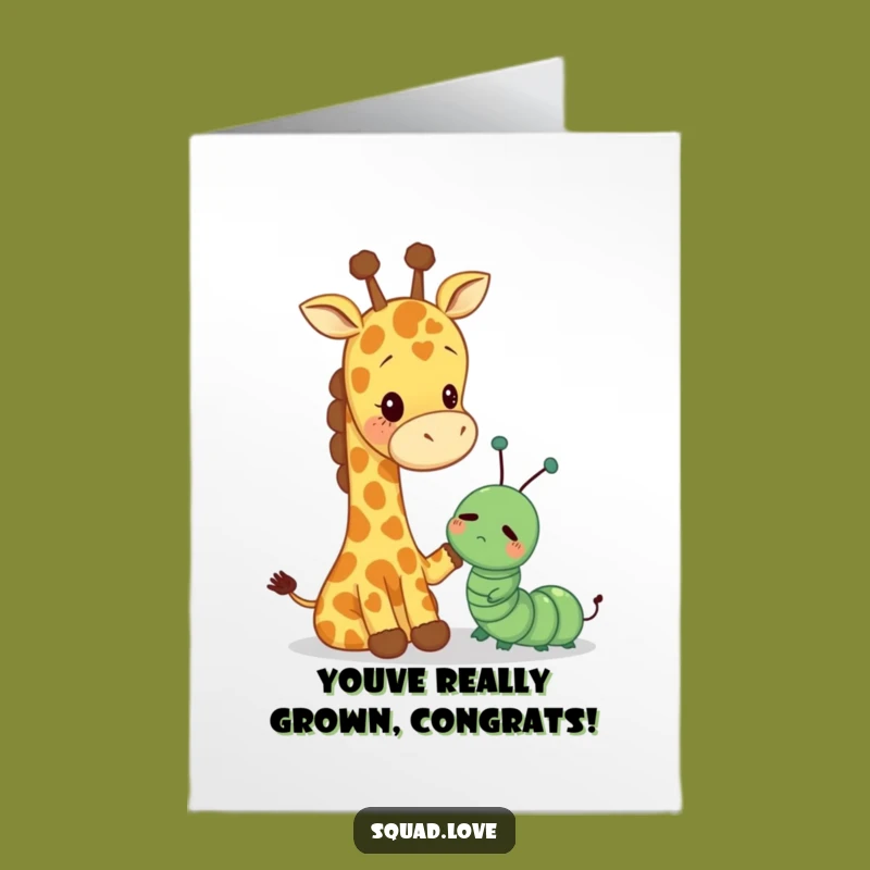 Free Printable Congrats Card: Giraffe Caterpillar Support, Funny Downloadable Greeting