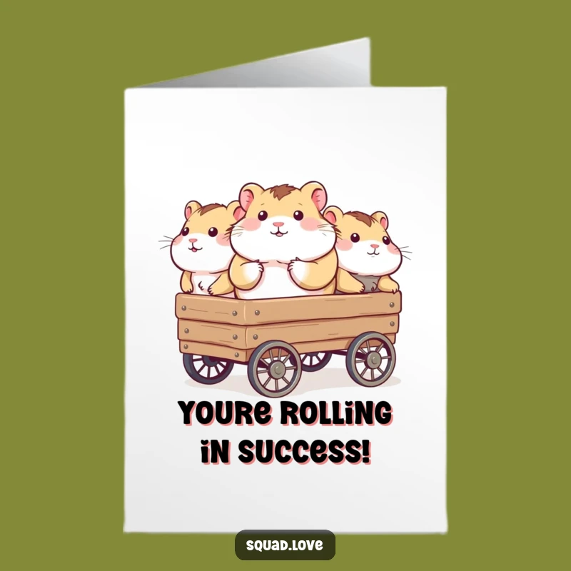 Free Printable Congrats Card: Hamster Wagon Success, Funny Downloadable Greeting