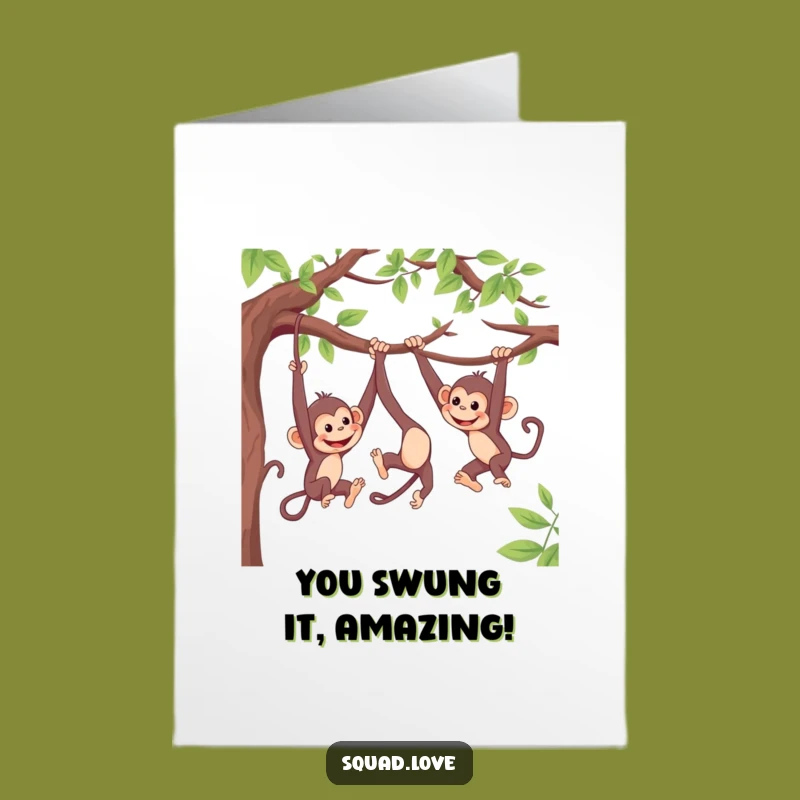 Free Printable Congrats Card: Playful Monkeys - Funny Downloadable Gift!