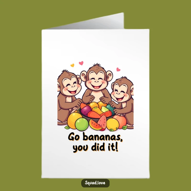 Free Printable Monkey Card: Fruity Cheers Funny Downloadable