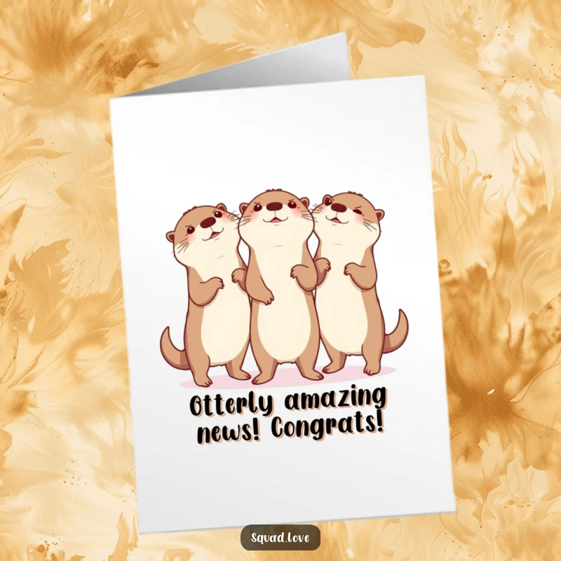 Funny Free Printable Congratulations Card: Three otters in perfect sync performing a gleeful, silly dance.