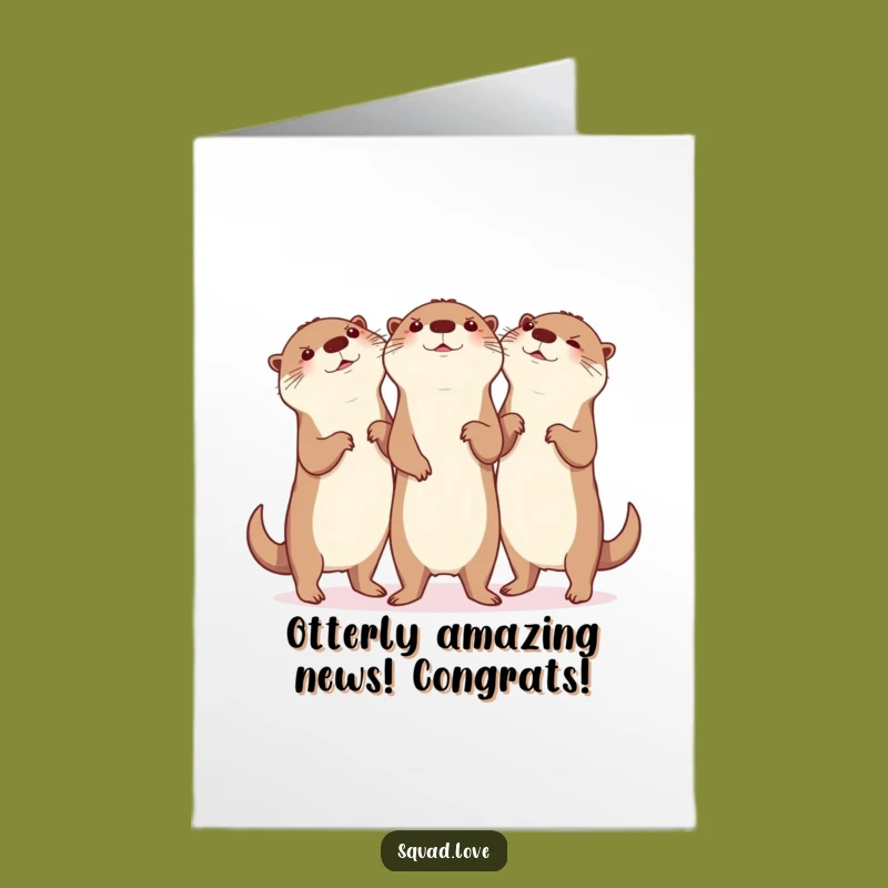 Free Printable Congrats Card: Otter Dance Duo Cheers Big Win Downloadable Gift