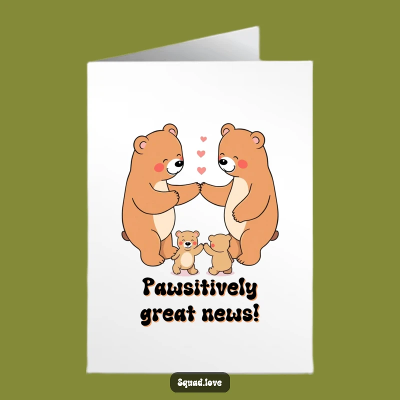 Free Printable Bear Family Congrats Card - Dancing Bears Downloadable