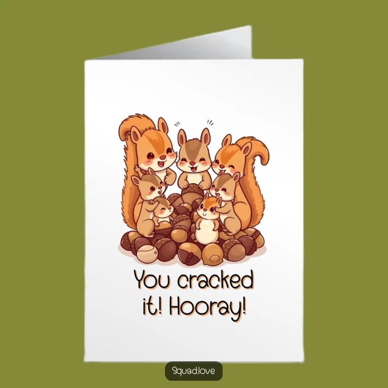 Free Printable Congrats Card: Funny Squirrel Acorn Party Downloadable Gift