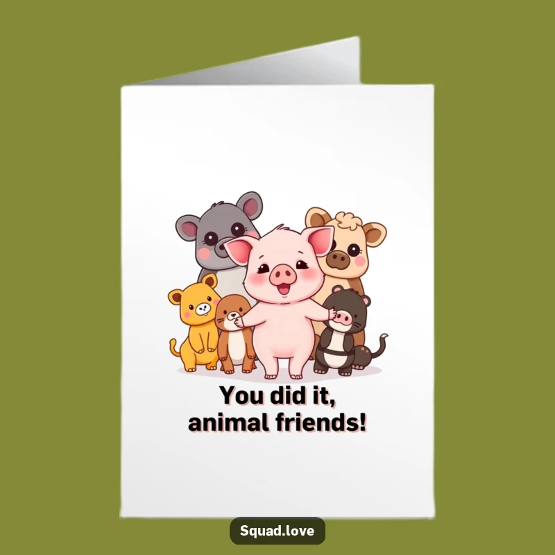 Free Printable Piglet Friends Congrats Card - Diverse Downloadable Gift