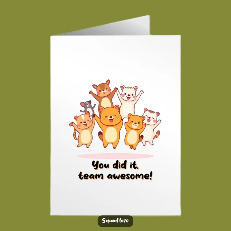 Free Printable Congrats Card: Animal Friends Cheer - Funny Downloadable Gift!