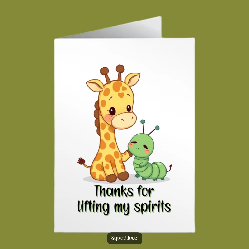 Free Printable Thank You Card: Giraffe Caterpillar Kindness, Funny Downloadable Gratitude