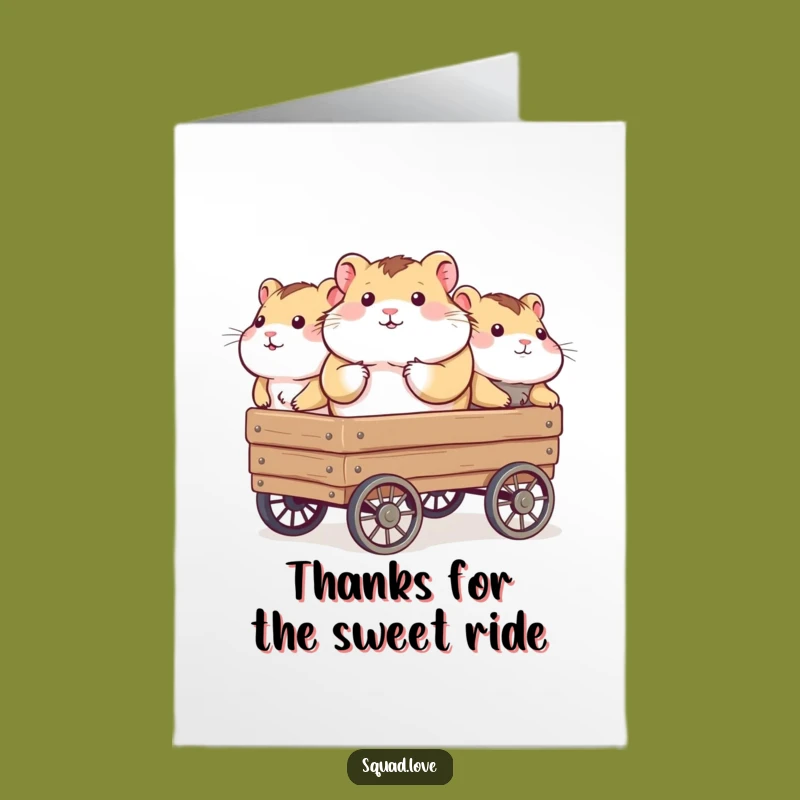 Free Printable Thank You Card: Hamster Wagon Pals, Funny Downloadable Gratitude