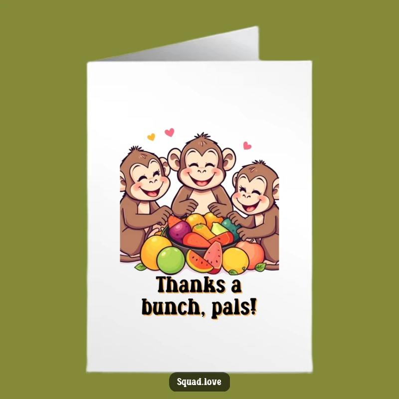 Free Printable Monkey Thank You Card: Fruitful Thanks Funny Downloadable